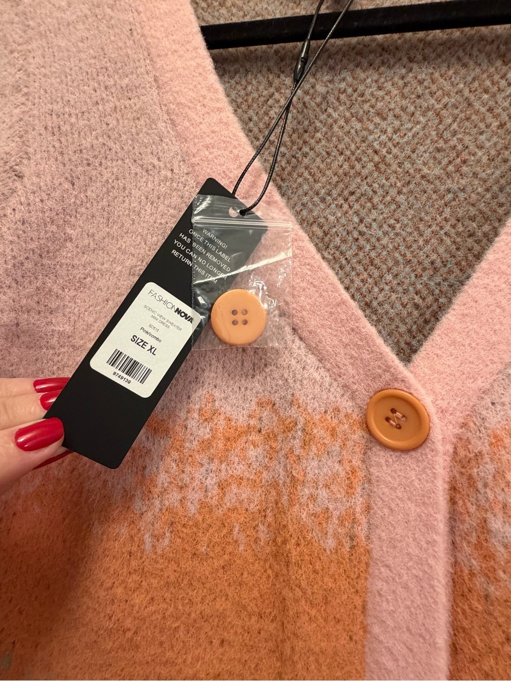 NWT Fashion Nova Pink Orange Maroon Colorful Long Sleeve Sweater Dress Size XL - Picture 4 of 9